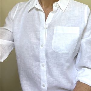 White linen button-down shirt size S/M